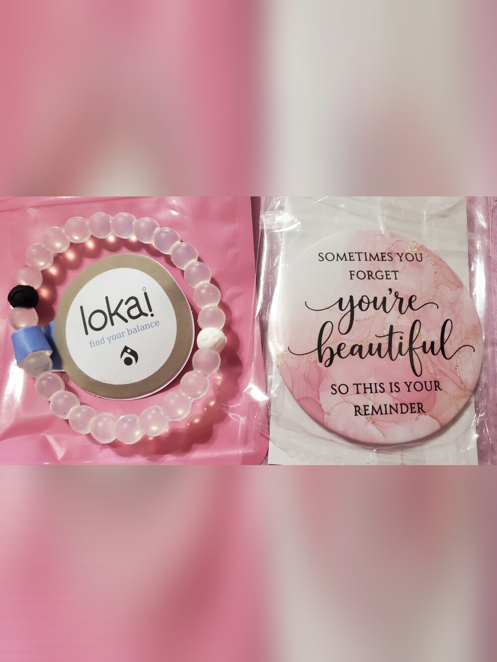 NWT Lokai Balance Bead Bracelet & Inspirational Mirror